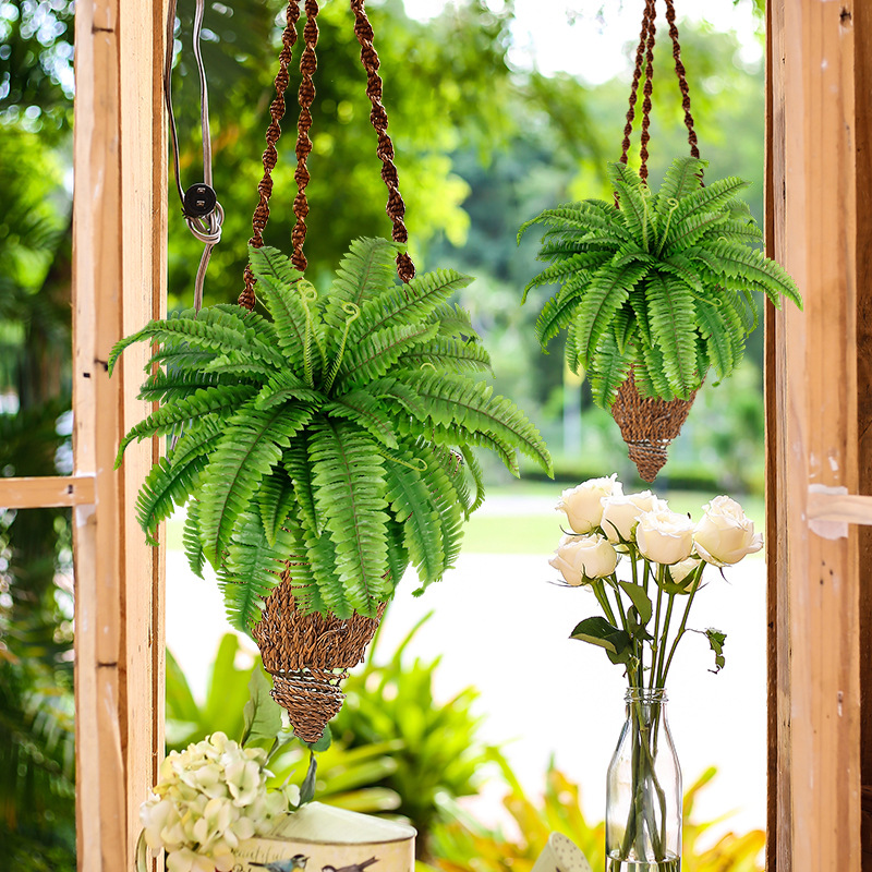 🌿 UV Resistant Lifelike Artificial Boston Fern – Realistic Outdoor & Indoor Greenery Decor