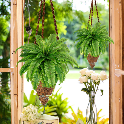 🌿 UV Resistant Lifelike Artificial Boston Fern – Realistic Outdoor & Indoor Greenery Decor