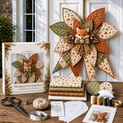 🔥HOT SALE 50% OFF 🎀 Beginner-Friendly Oversized Quilted Bow Sewing Kit | Coordinated Printed Fabrics, Batting, Pre-Designed Templates & Complete Supplies for a Full 23–25 in 3D Statement Bow ✨