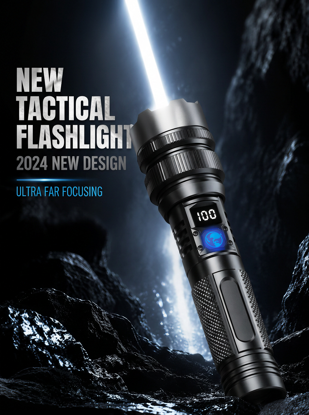 🔥HOT SALE 50% OFF💎 High-power flashlight: features an aluminum alloy heat-dissipating head and a telescopic zoom design for powerful, concentrated light; also functions as a power bank and includes a digital battery level display.