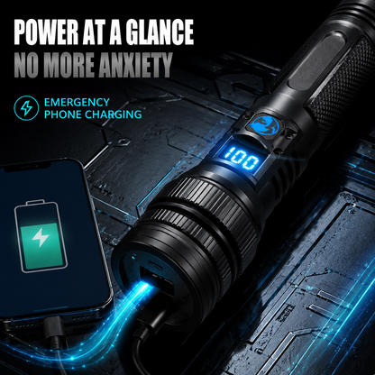 🔥HOT SALE 50% OFF💎 High-power flashlight: features an aluminum alloy heat-dissipating head and a telescopic zoom design for powerful, concentrated light; also functions as a power bank and includes a digital battery level display.