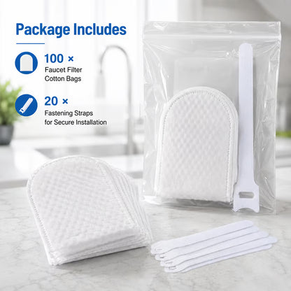 Faucet Filter Cotton Bags - Universal, 100 PCS Splash-Proof Faucet Filter Set 2