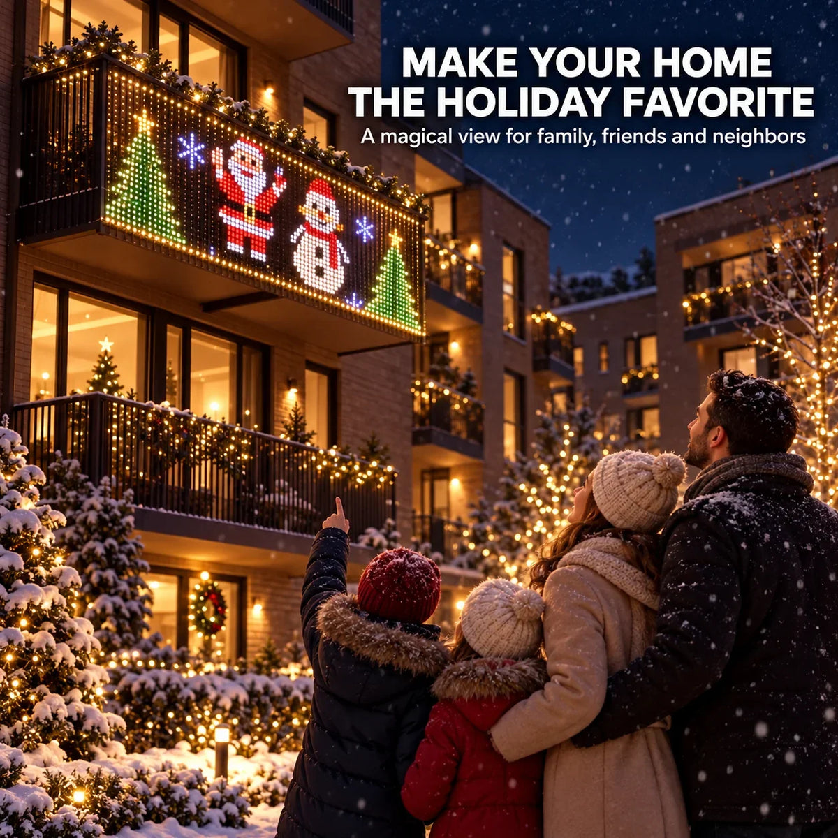🎄 Smart LED Curtain Lights | App-Controlled Animated Christmas Wall Display ✨