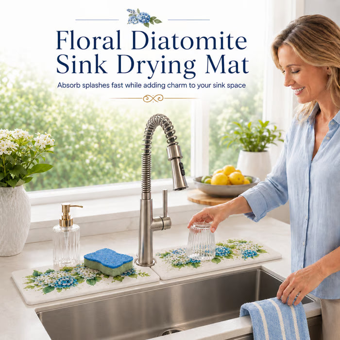 Floral Diatomite Sink Drying Mat