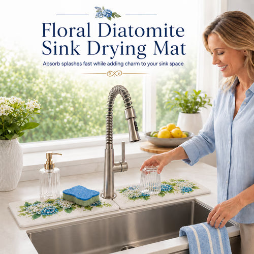 Floral Diatomite Sink Drying Mat