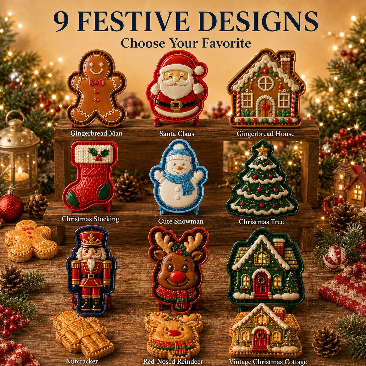 🔥 Last Day 49% OFF 🎄 9-Design Christmas Mini Pie Mold Collection 🥧✨