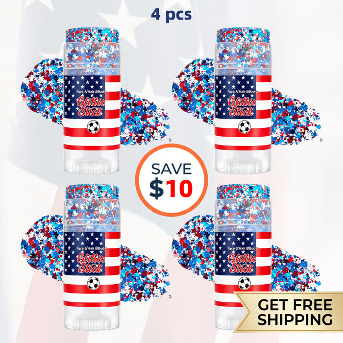 🇺🇸 Patriotic-Themed Body Glitter Sticks Waterproof Red, White & Blue Face & Hair Glitter for Parties, Celebrations & Game Day Looks ✨🎆