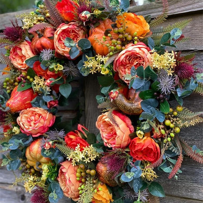 🔥Last Day 49% OFF💖 Handmade Fall Peony And Pumpkin Wreath - Year Round Wreath