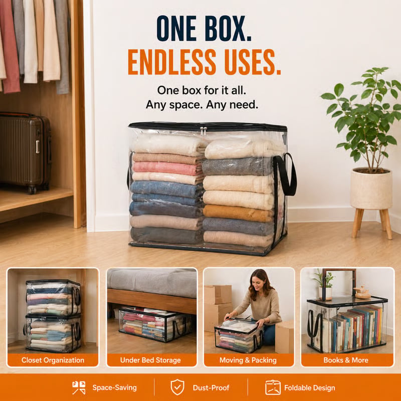 🔥 HOT SALE 50% OFF🔥🧺Large Clear Storage Box✨ Keep Your Home Organized
