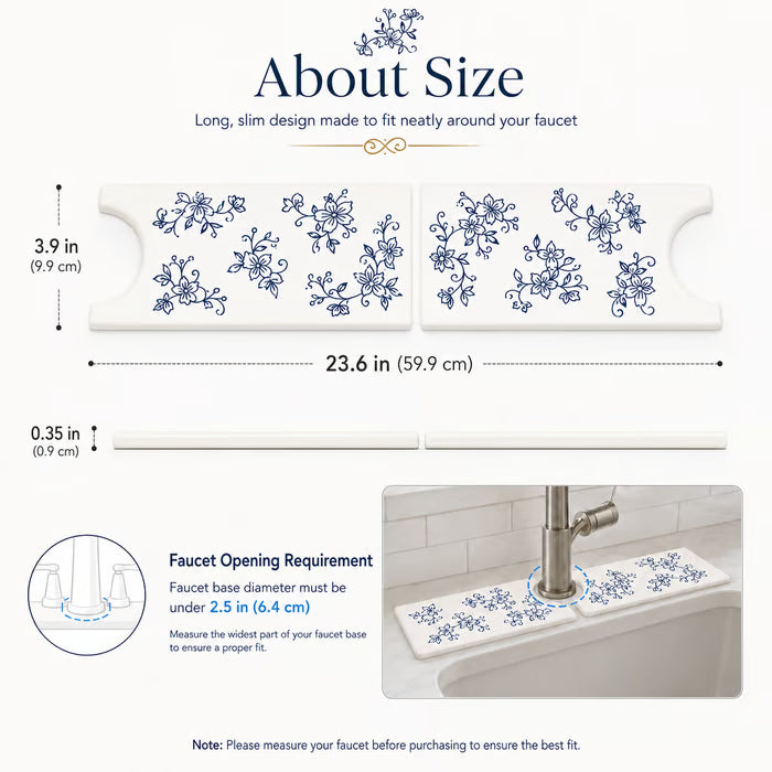 Floral Diatomite Sink Drying Mat