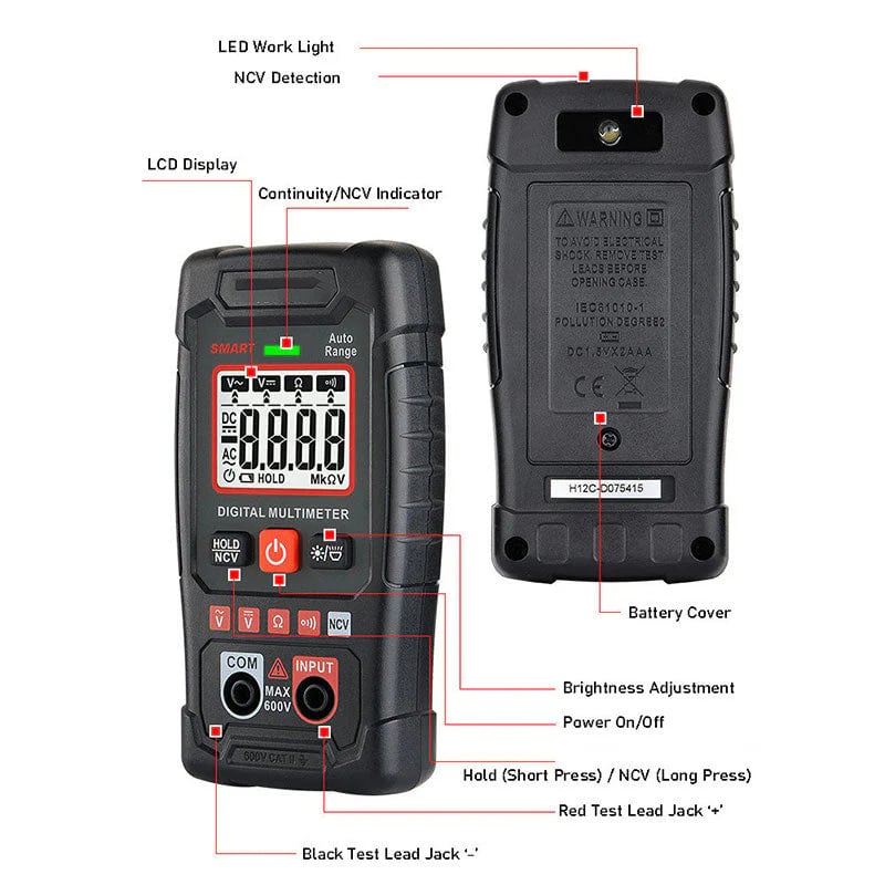 🔧⚡️ Smart Anti-Burn Multimeter! 4000-Count Auto-Ranging, Palm-Sized Zero-Fail Measurement Tool ✨