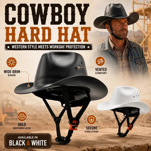 🔥LAST DAY 50% OFF ⛑️Western Cowboy Hard Hat, Vented Wide Brim Safety Helmet for Construction & Ranch Workers