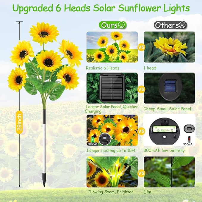 🌻❤Mother's Day Sale 49% OFF- 🌞Solar LED Sunflower Garden Lights-29.6inch/74cm
