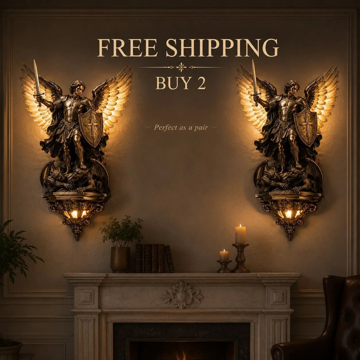 🎁50% OFF TODAY🕊️St. Michael Guardian Angel Wall Light✨