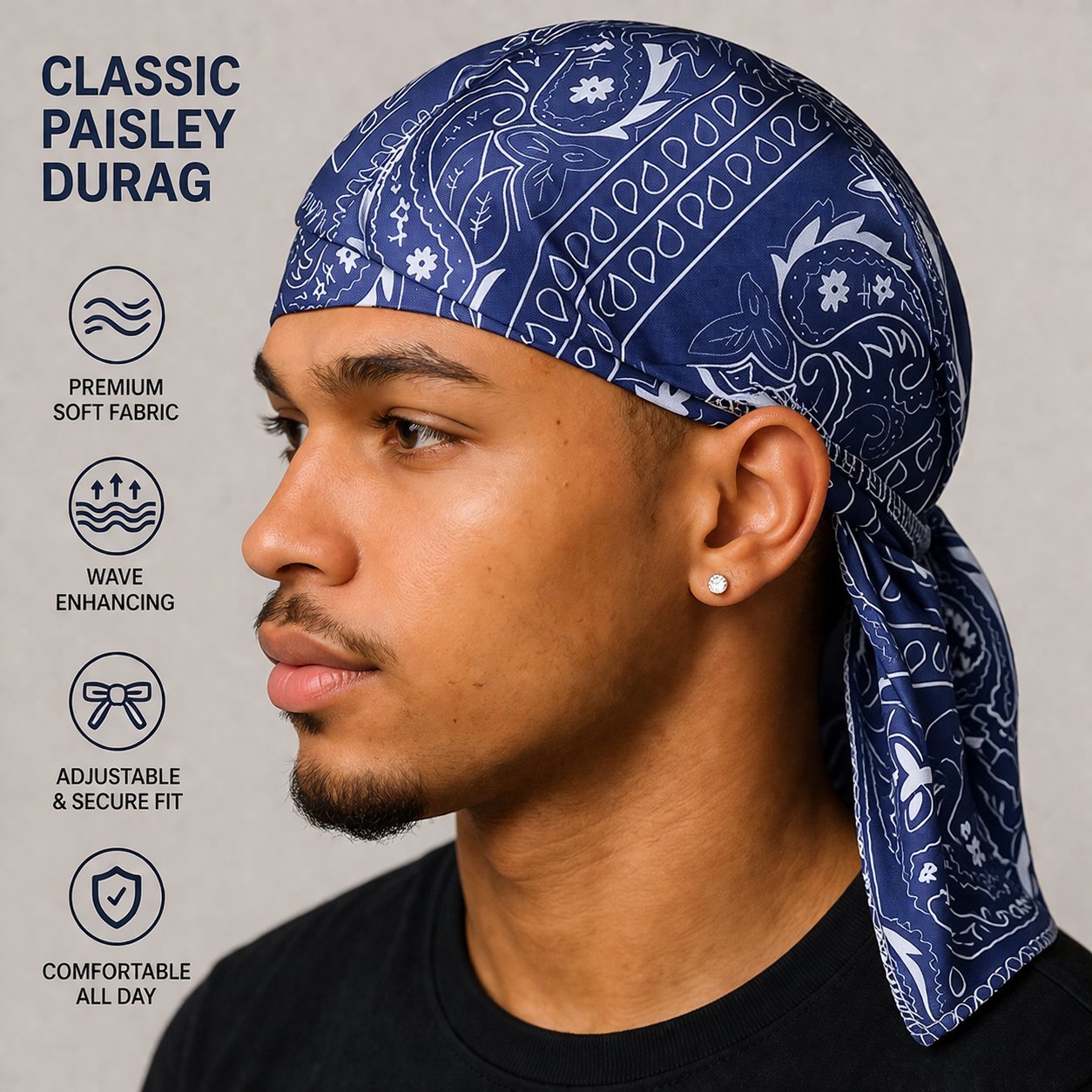 ❤️ Early Mother’s Day 49% OFF 🎁💨 Paisley Cooling Headscarf – Elastic Fit, No Pressure 🏃‍♂️🌿