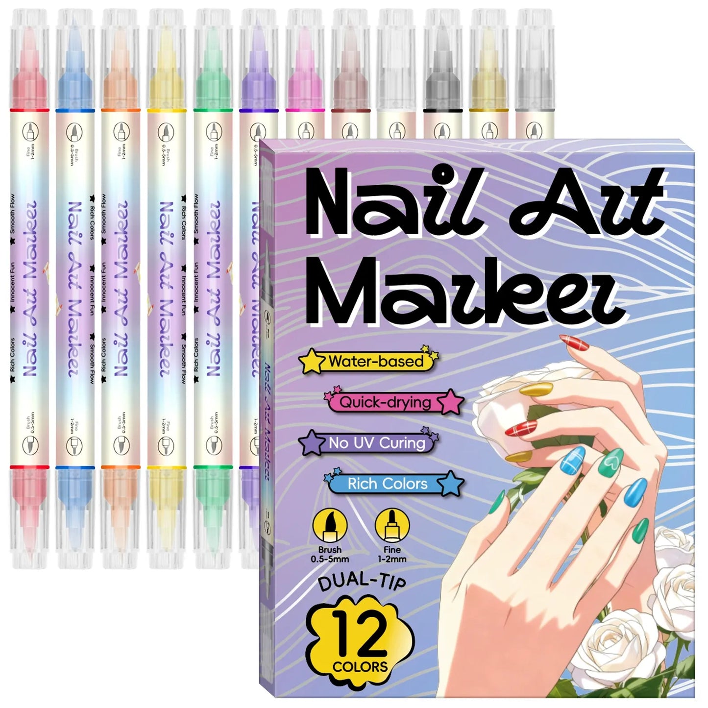 12/24 Colors Nail Art Marker – DIY 3D Markers for Drawing, Dotting & Manicure