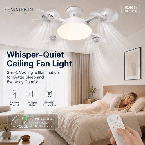2-in-1 E27 Ceiling Fan Light with Remote Control