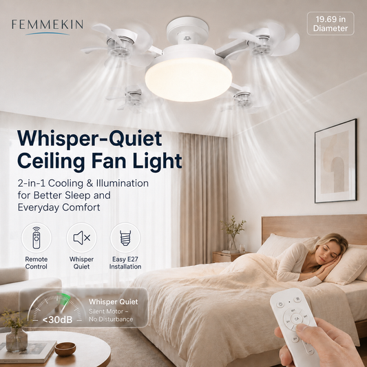 2-in-1 E27 Ceiling Fan Light with Remote Control