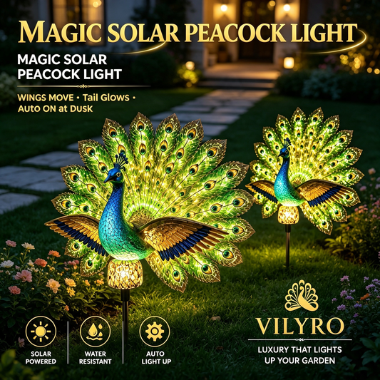 🦚Solar Peacock Garden Sculpture – Lifelike Color Glowing Outdoor Yard Landscape Ornament