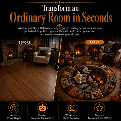 🔥HOT SALE 50%OFF👻3D Haunted Staircase Round Rug – Spooky Halloween Optical Illusion