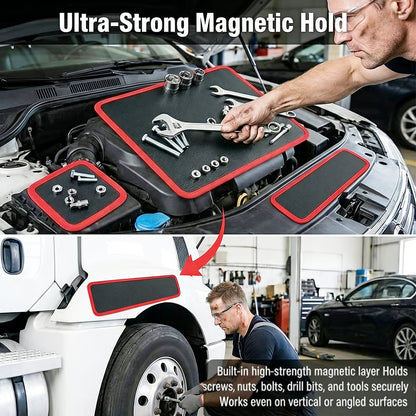 🧲 Strong Magnetic Tool Mat✨Heavy-Duty Magnetic Parts Tray with Anti-Slip Backing | Keep Screws, Bolts & Tools Organized ✨