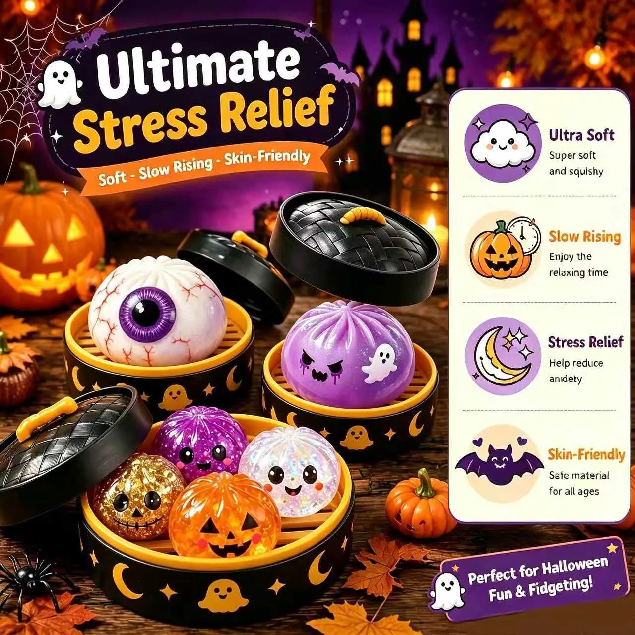 🎃 Halloween Early Bird Sale 50% Off 🐣 Cute Halloween Scary Ghost Maruko Squeeze Toy Set