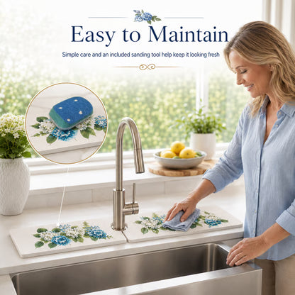 Floral Diatomite Sink Drying Mat