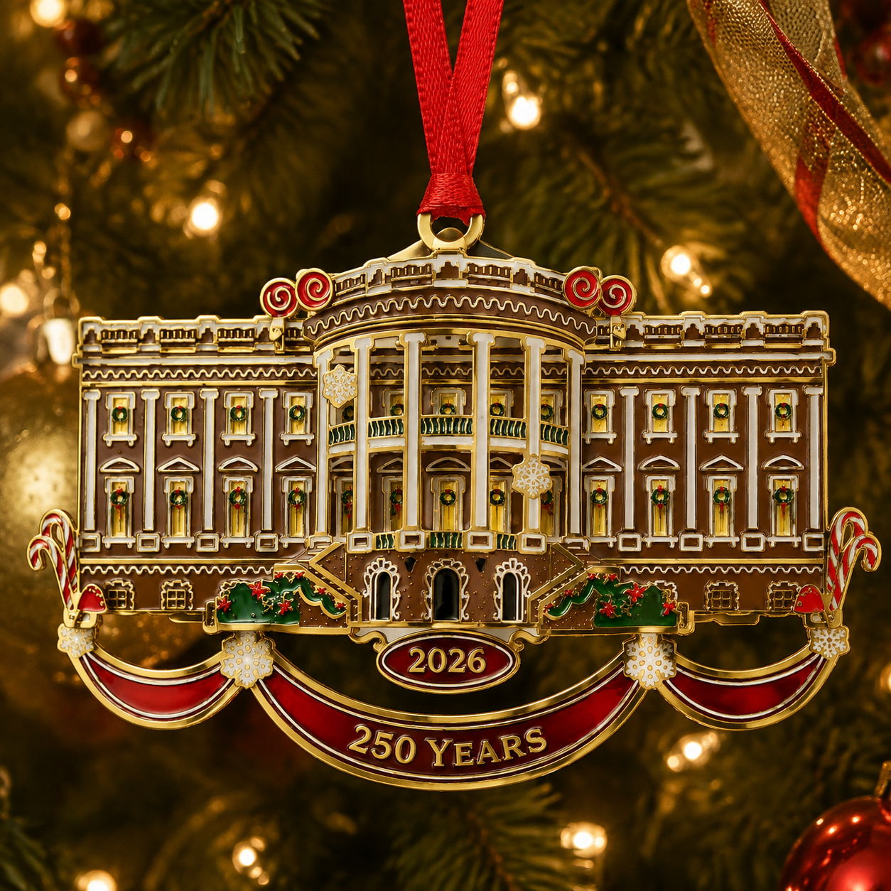 🔥Last 30pcs✨🔥White House Christmas tree ornaments