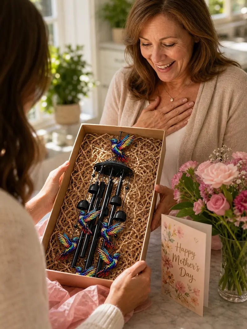 🌈55% OFF TODAY🛡️Hummingbird Memorial Wind Chime with Bells – Colorful Rainbow Outdoor Decor 🎐
