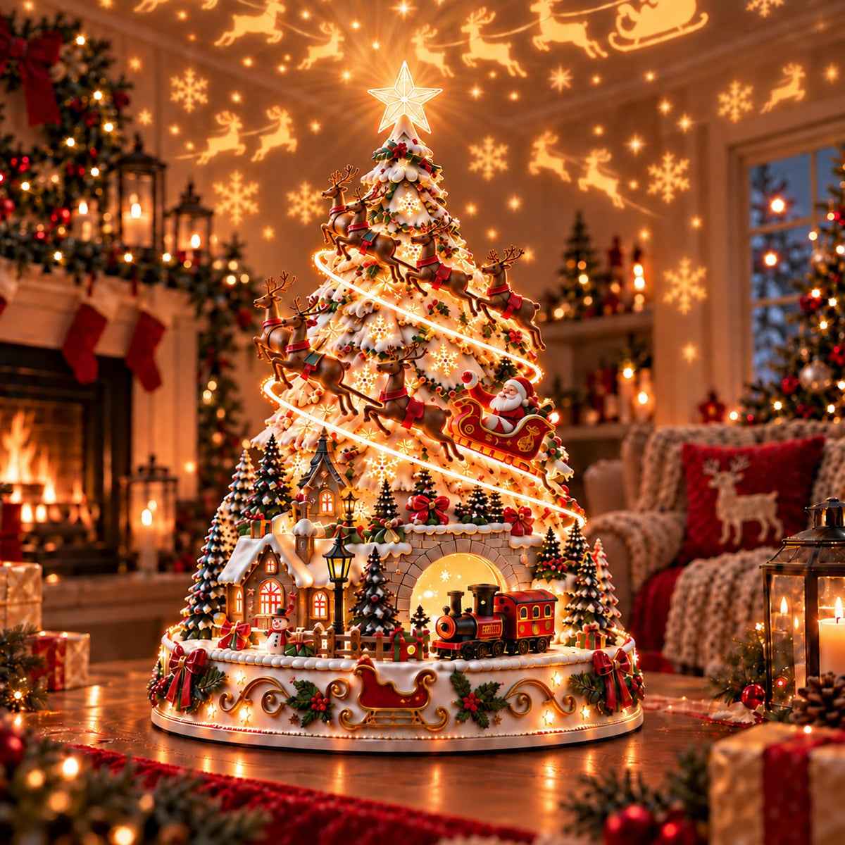 🔥HOT SALE🔥🏆 60,000+ Sold🎄Christmas Village Projection Centerpiece – 4 Themed Villages