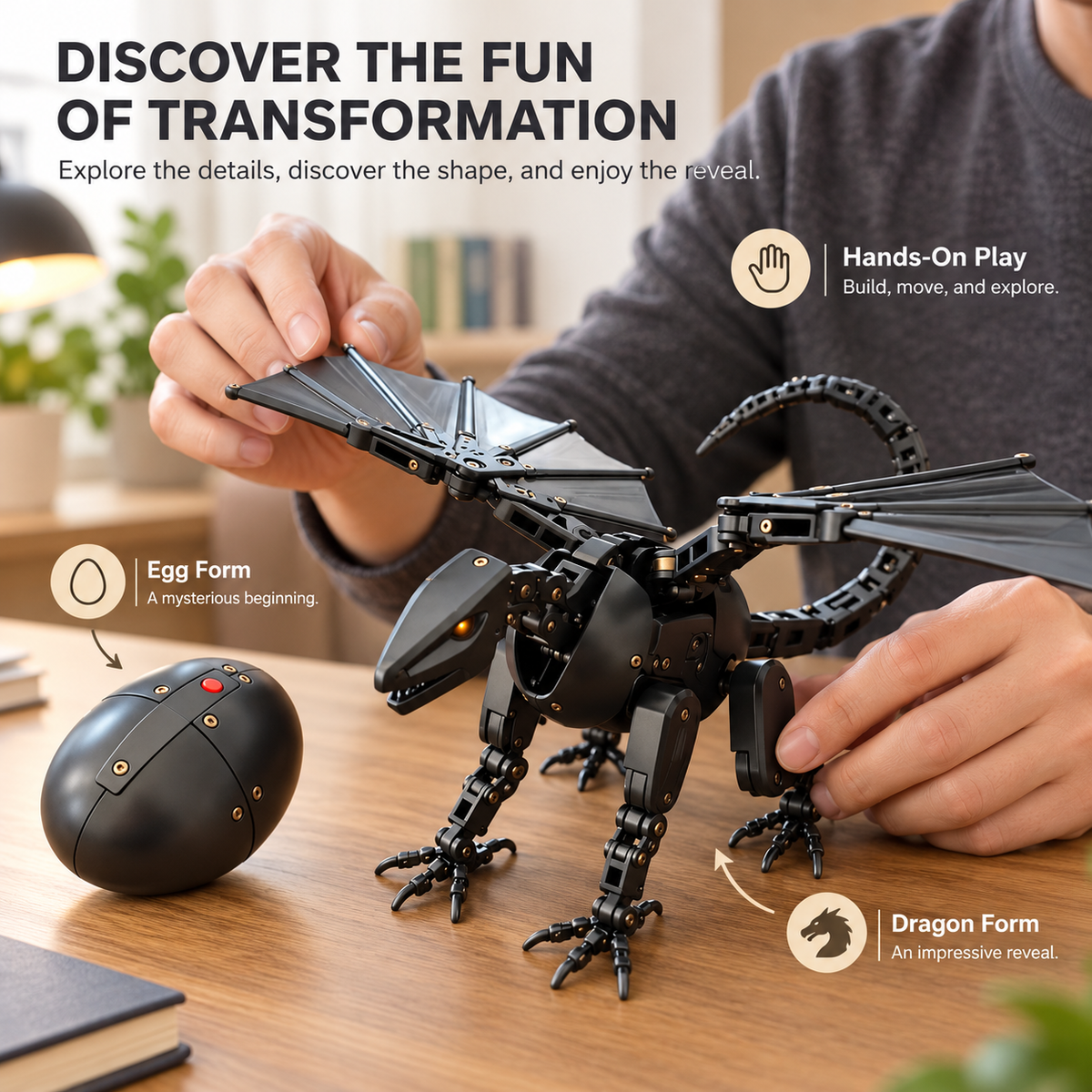 🔥 DragonMorph 🥚🐉 Egg to Dragon Transforming Mechanical Toy
