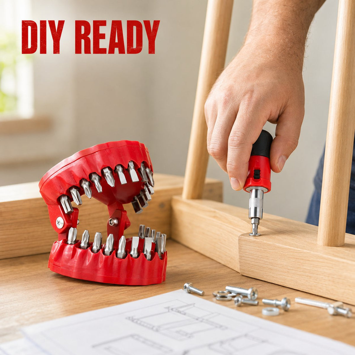 🛠️Tooth-Shaped Bit Holder – 28-Piece DIY Screwdriver Bit Set