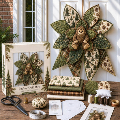 🔥HOT SALE 50% OFF 🎀 Beginner-Friendly Oversized Quilted Bow Sewing Kit | Coordinated Printed Fabrics, Batting, Pre-Designed Templates & Complete Supplies for a Full 23–25 in 3D Statement Bow ✨