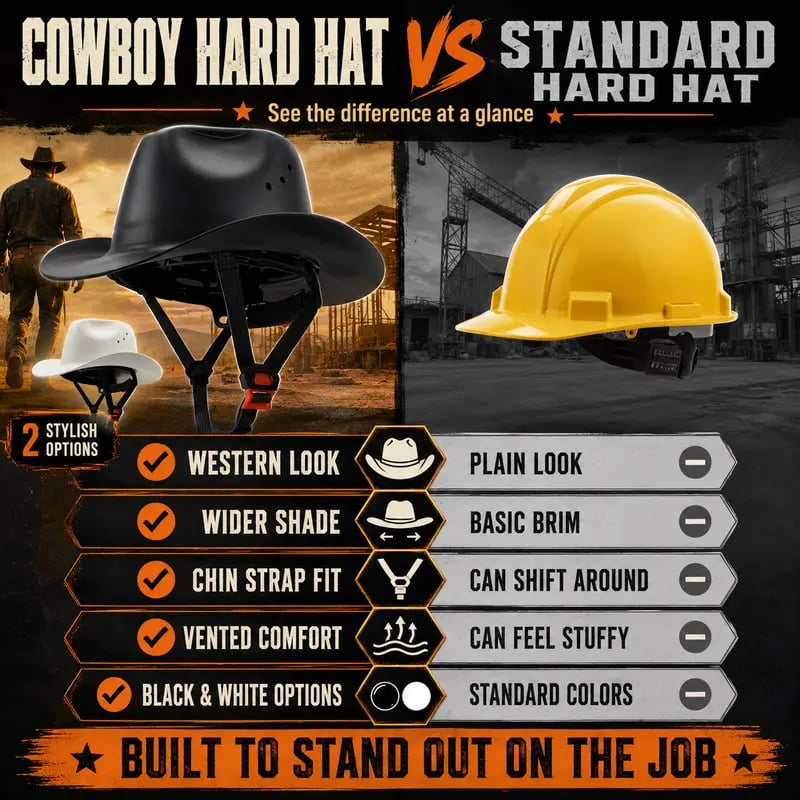 🔥LAST DAY 50% OFF ⛑️Western Cowboy Hard Hat, Vented Wide Brim Safety Helmet for Construction & Ranch Workers