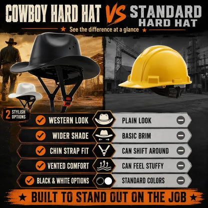 🔥LAST DAY 50% OFF ⛑️Western Cowboy Hard Hat, Vented Wide Brim Safety Helmet for Construction & Ranch Workers