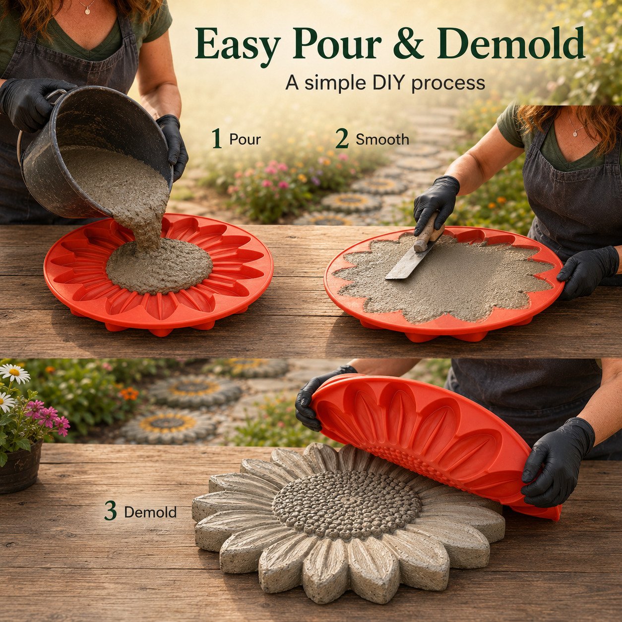 💥HOT SALE 55% OFF🌻 Reusable Sunflower Stepping Stone Mold
