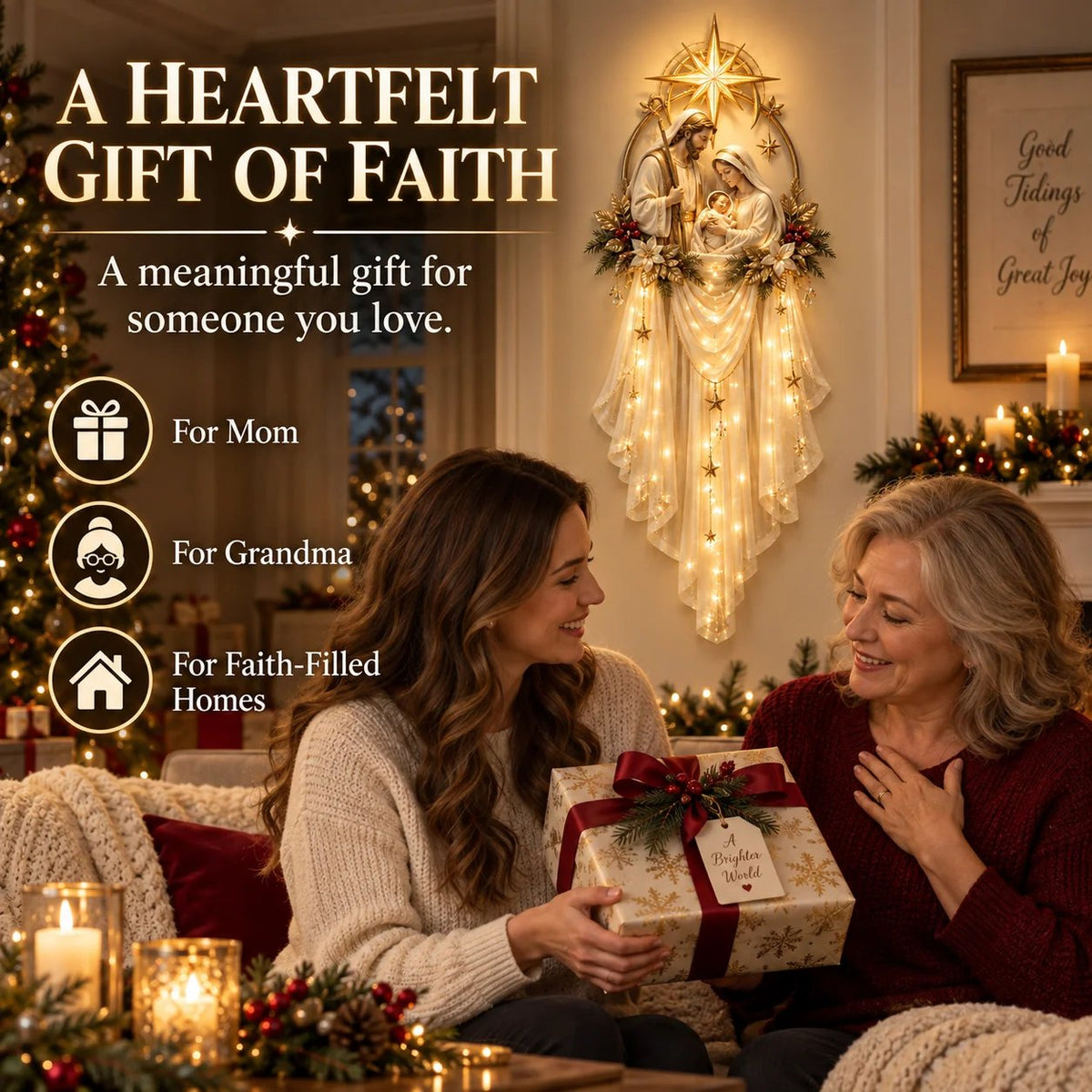 ✨50% OFF TODAY ✝️ Holy Family Star Veil™ – Meaningful Christmas Wall Decor