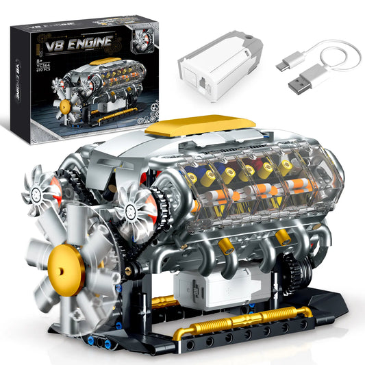 🔥 V8 Engine Model Kit – 1:1 Scale DIY Mechanical Building Set with 692 Pieces for Car Lovers & STEM Learning