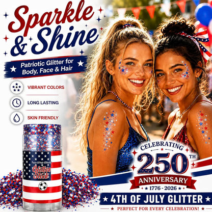 🇺🇸 Patriotic-Themed Body Glitter Sticks Waterproof Red, White & Blue Face & Hair Glitter for Parties, Celebrations & Game Day Looks ✨🎆