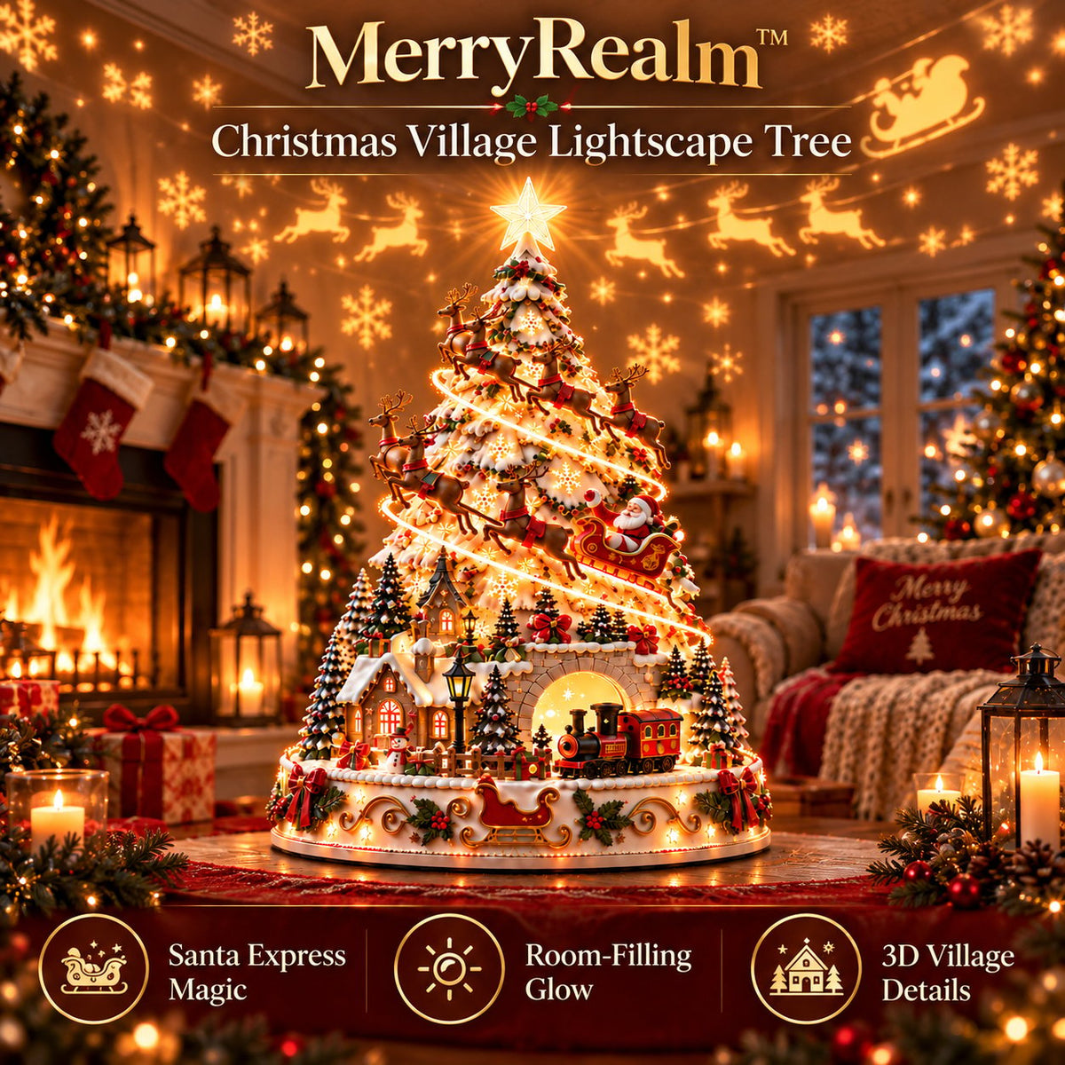 🔥HOT SALE🔥🏆 60,000+ Sold🎄Christmas Village Projection Centerpiece – 4 Themed Villages