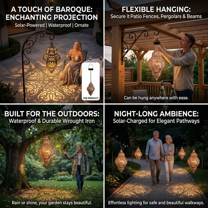 🌙 Solar Outdoor Decorative Lantern Lights Moroccan-Style Metal Hanging Garden Lights | Waterproof Solar Patio & Pathway Decor 🌿✨