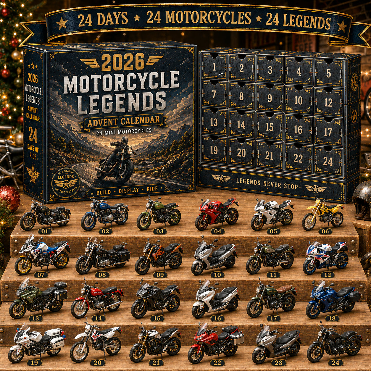 🏍️ 2026 Motorcycle Advent Calendar – 24 Mini Motorcycles, 24 Days of Legendary Rides
