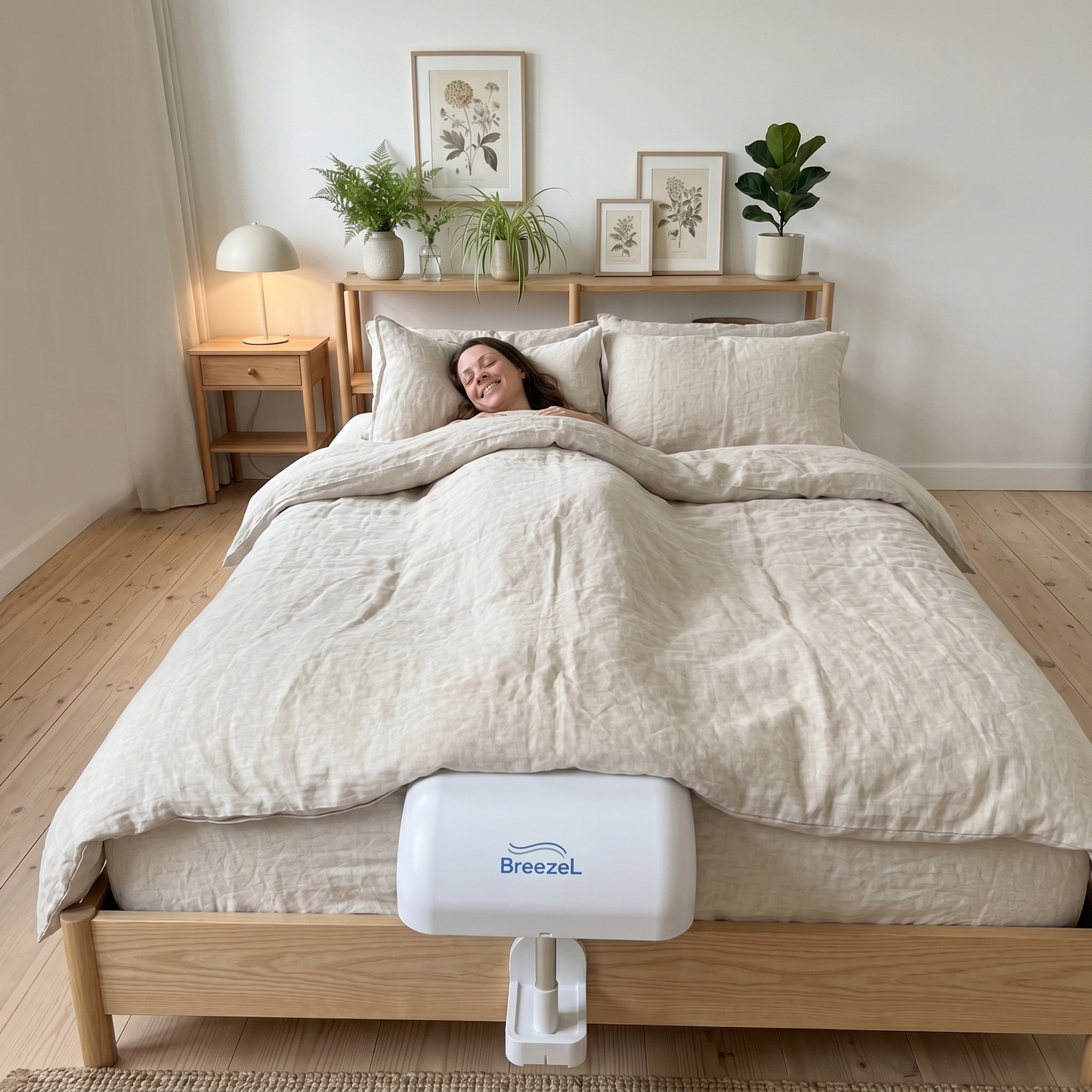 🛏️ Bed Cooling Fan – ❄️ Cordless Under-Duvet Sleep Fan with 5 Speeds & Adjustable Height
