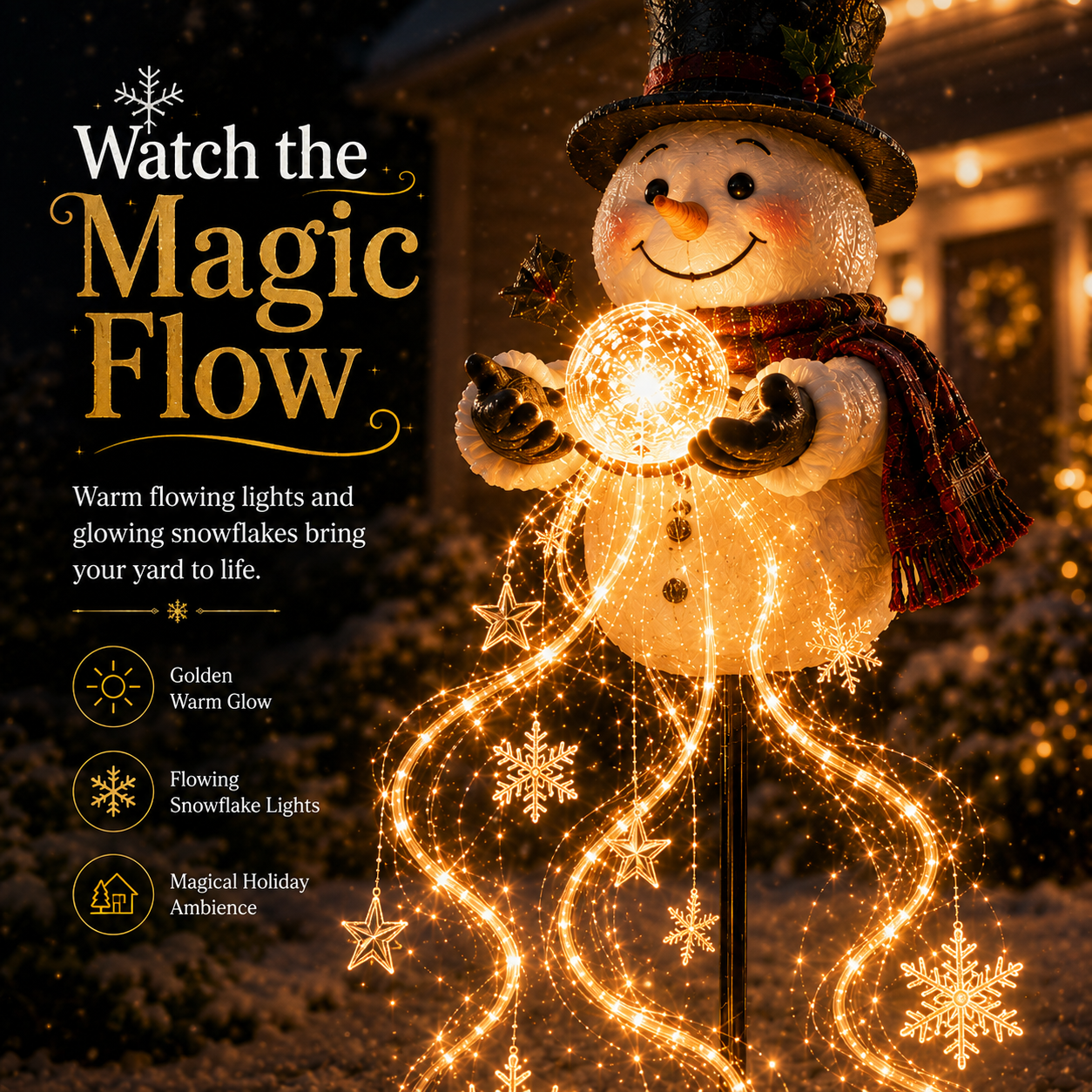 🎄50% OFF🎄 Snowman Magic Fountain™-Flowing Snowflake LED Christmas Garden Light❄️
