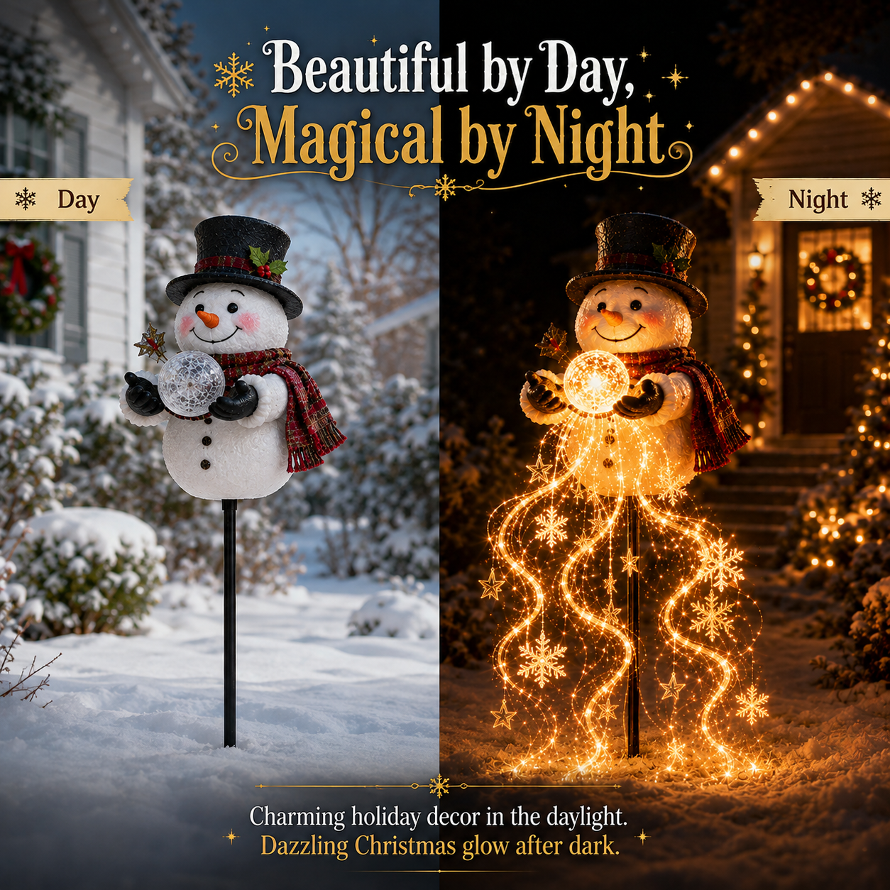 🎄50% OFF🎄 Snowman Magic Fountain™-Flowing Snowflake LED Christmas Garden Light❄️