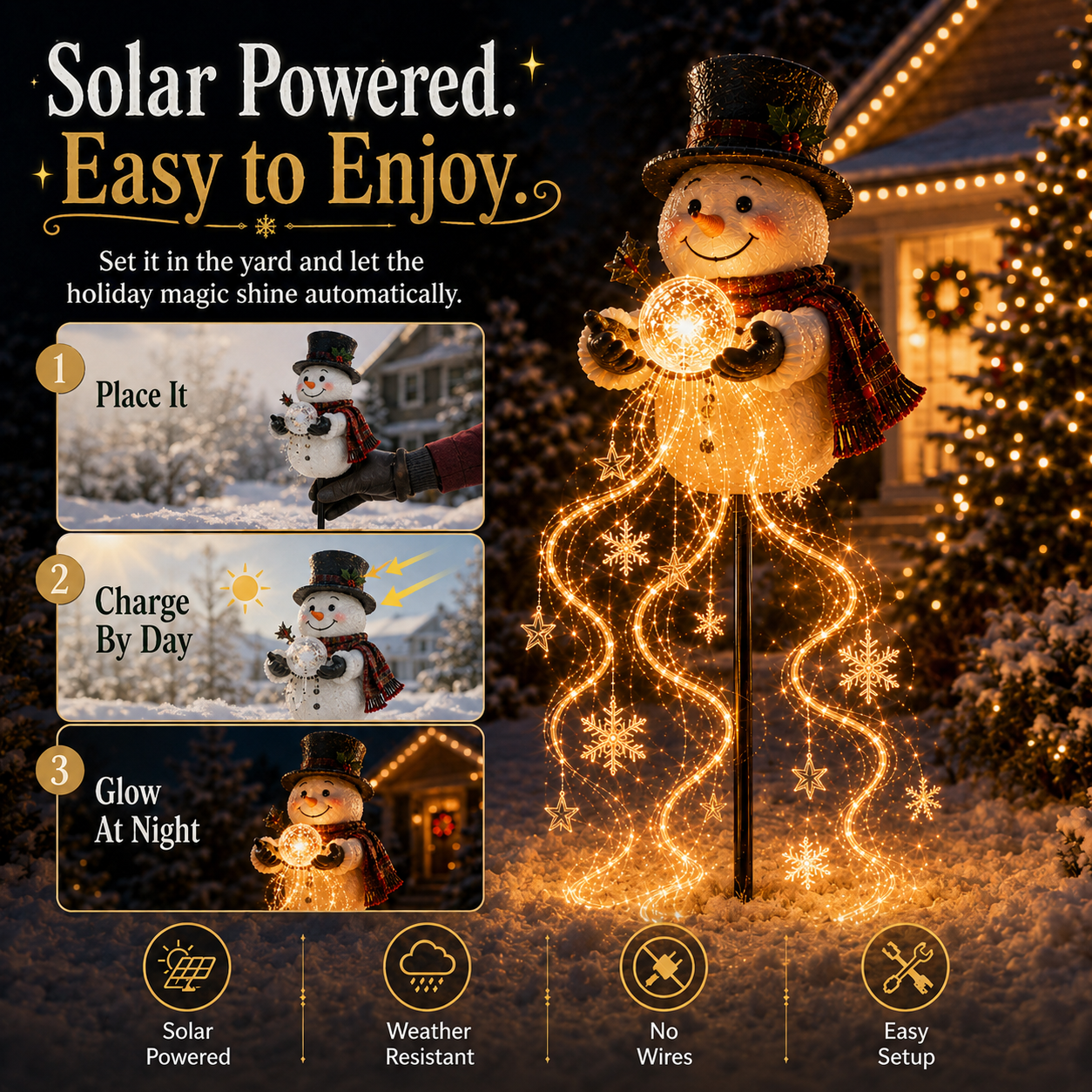 🎄50% OFF🎄 Snowman Magic Fountain™-Flowing Snowflake LED Christmas Garden Light❄️