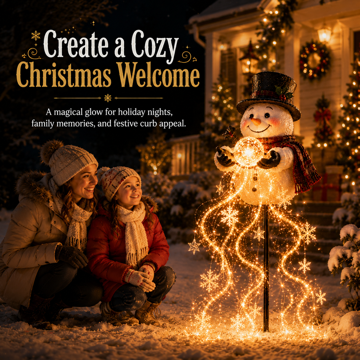 🎄50% OFF🎄 Snowman Magic Fountain™-Flowing Snowflake LED Christmas Garden Light❄️