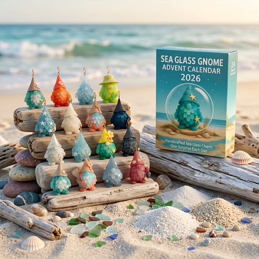🌊🎄 Sea Glass Gnome Advent Calendar 2026 – Christmas Countdown Decor