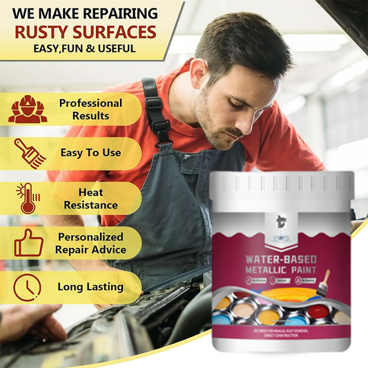 ⏳Limited Time Special⏰Rust Converter Metallic Paint – One coat stops rust, no sanding, no fumes. Dries to a sleek metal finish. Perfect for garden tools & gates. 🔨🛡️