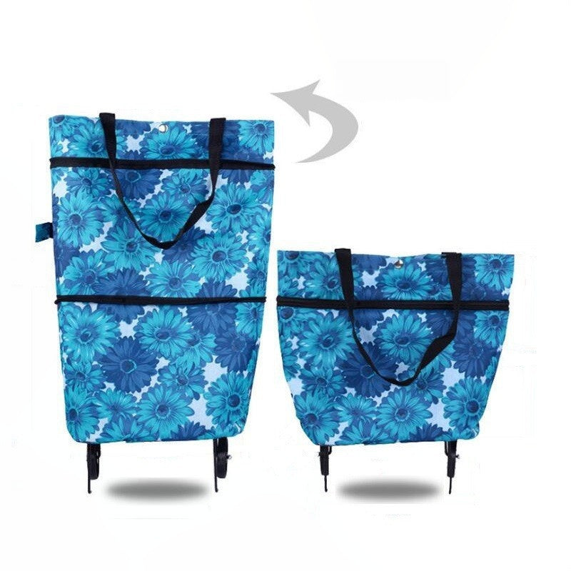 🌱✨ Limited Time 46% OFF✨ Collapsible Rolling Shopping Bag, Portable Foldable Wheeled Grocery Tote Bag Reusable Handbag For Supermarket Market Travel